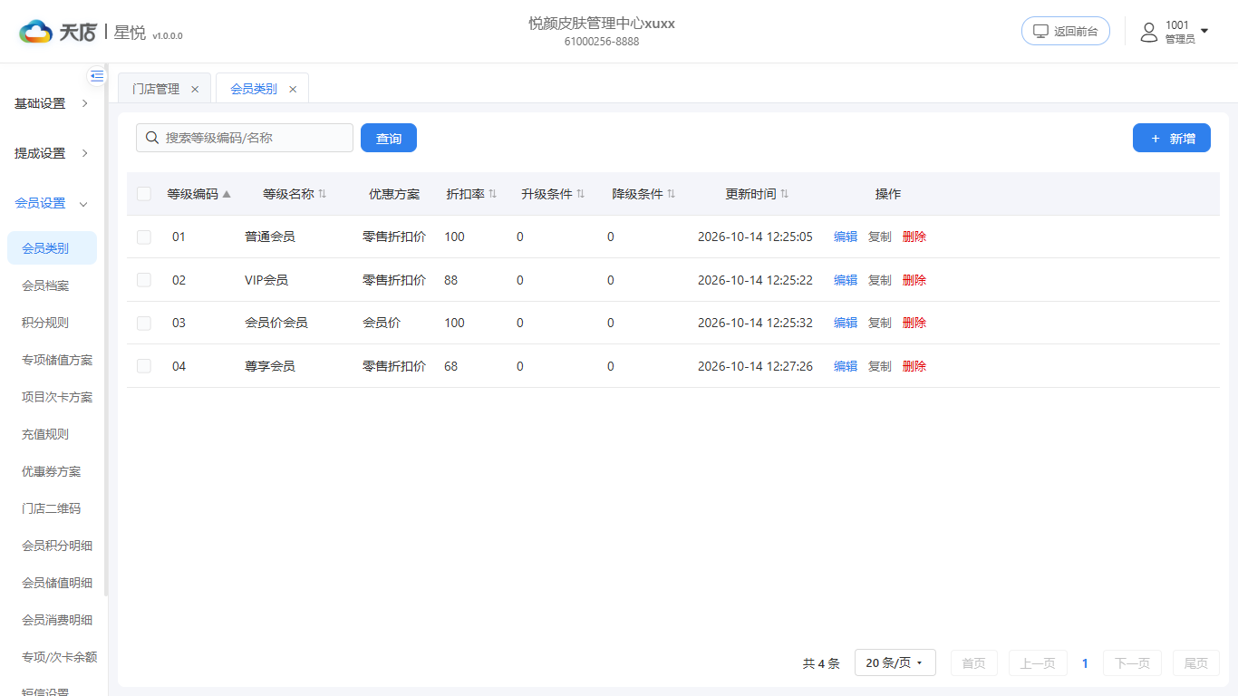 会员类别-列表