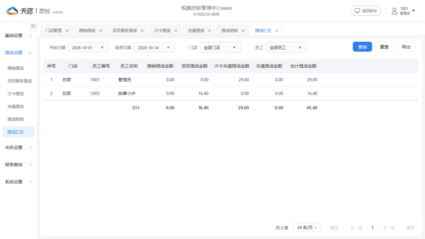 null 提成汇总-列表